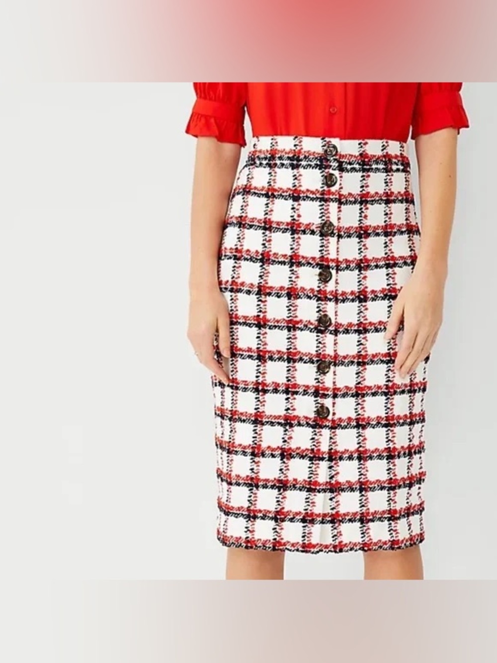 Ann Taylor Plaid Midi Skirt Size 14